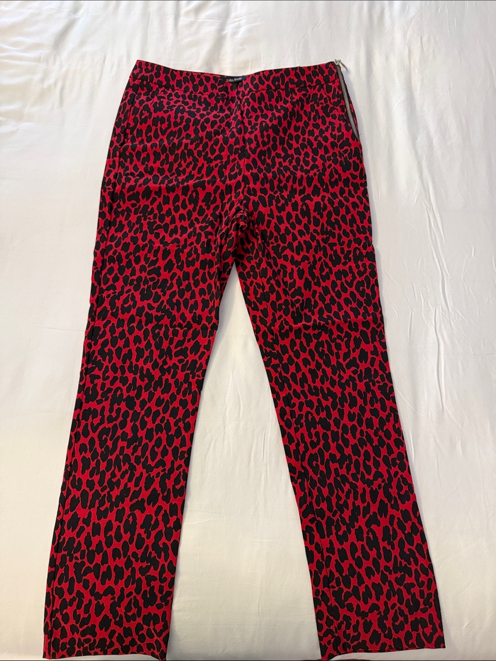 Zara Basic Red and Black Leopard Print Skirt